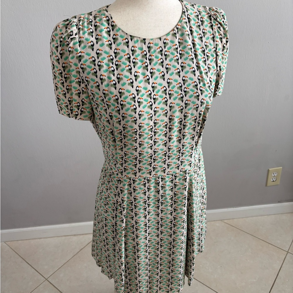 Zara Mint Patterned Short Sleeve Mini Dress